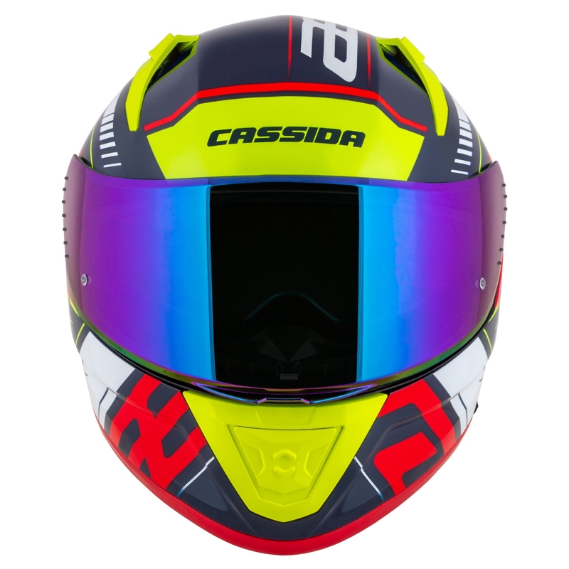Cassida Aero Drome casque moto intégral bleu perle-jaune-orange-rouge-blanc