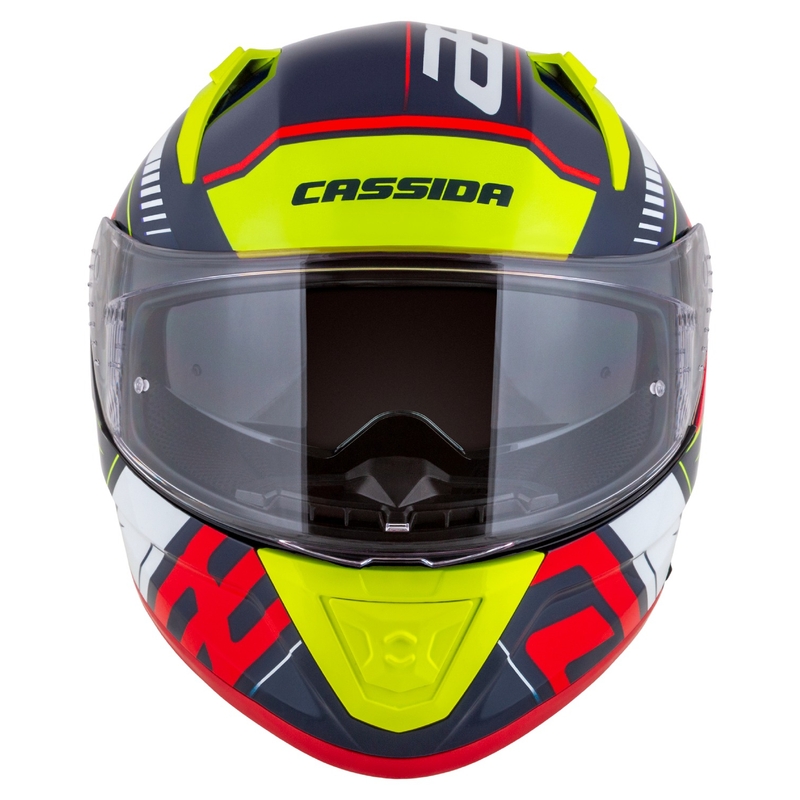 Cassida Aero Drome casque moto intégral bleu perle-jaune-orange-rouge-blanc