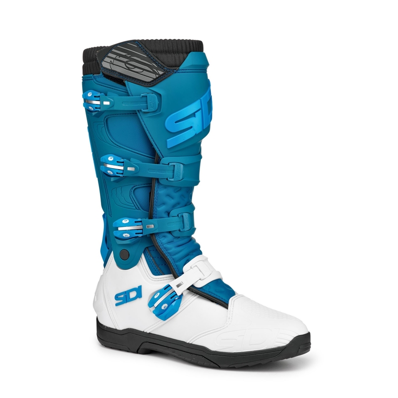 Bottes de moto SIDI X POWER SC LEI blanches et bleues pour femmes