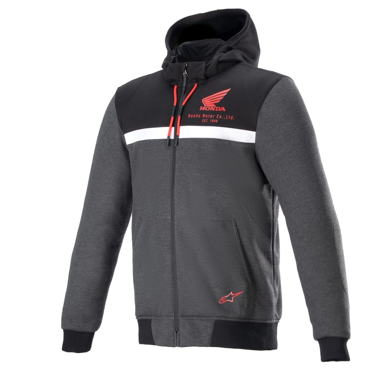 Sweat à capuche moto Honda Alpinestars Chrome Street noir-gris-rouge