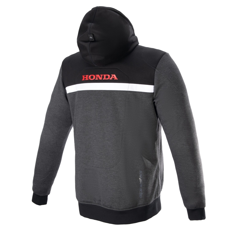 Sweat à capuche moto Honda Alpinestars Chrome Street noir-gris-rouge
