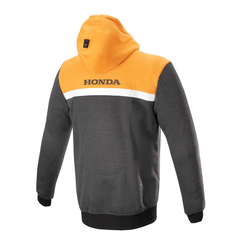 Sweat à capuche moto Honda Alpinestars Chrome Street noir-gris-orange