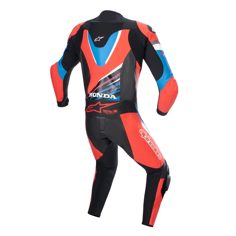 Combinaison moto Alpinestars GP Force Honda noir-rouge fluo-blanc