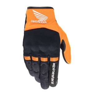 Gants moto Alpinestars Copper Honda collection 2024 noir et orange