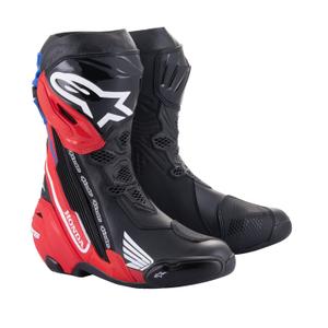 Bottes de moto Alpinestars Supertech R Honda 2024 Noir-Rouge-Fluo-Bleu-Blanc