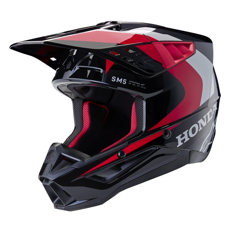 Casque de motocross Alpinestars S-M5 Honda, collection noir-rouge-gris