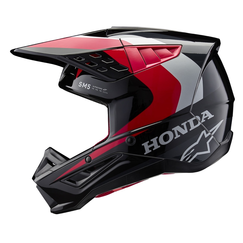 Casque de motocross Alpinestars S-M5 Honda, collection noir-rouge-gris
