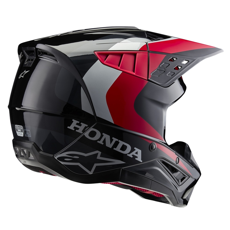 Casque de motocross Alpinestars S-M5 Honda, collection noir-rouge-gris