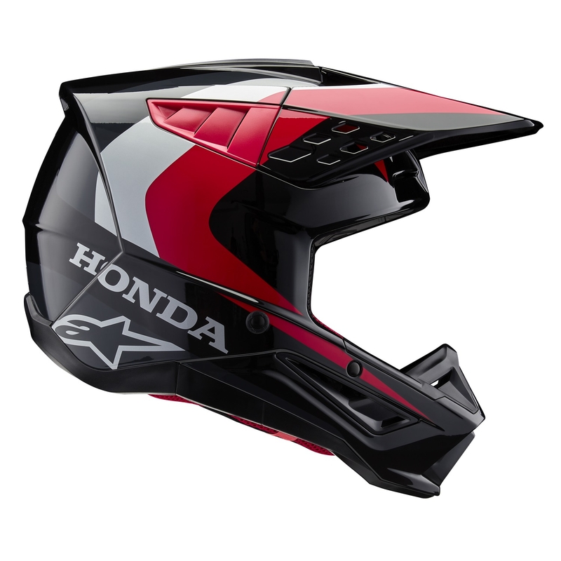 Casque de motocross Alpinestars S-M5 Honda, collection noir-rouge-gris