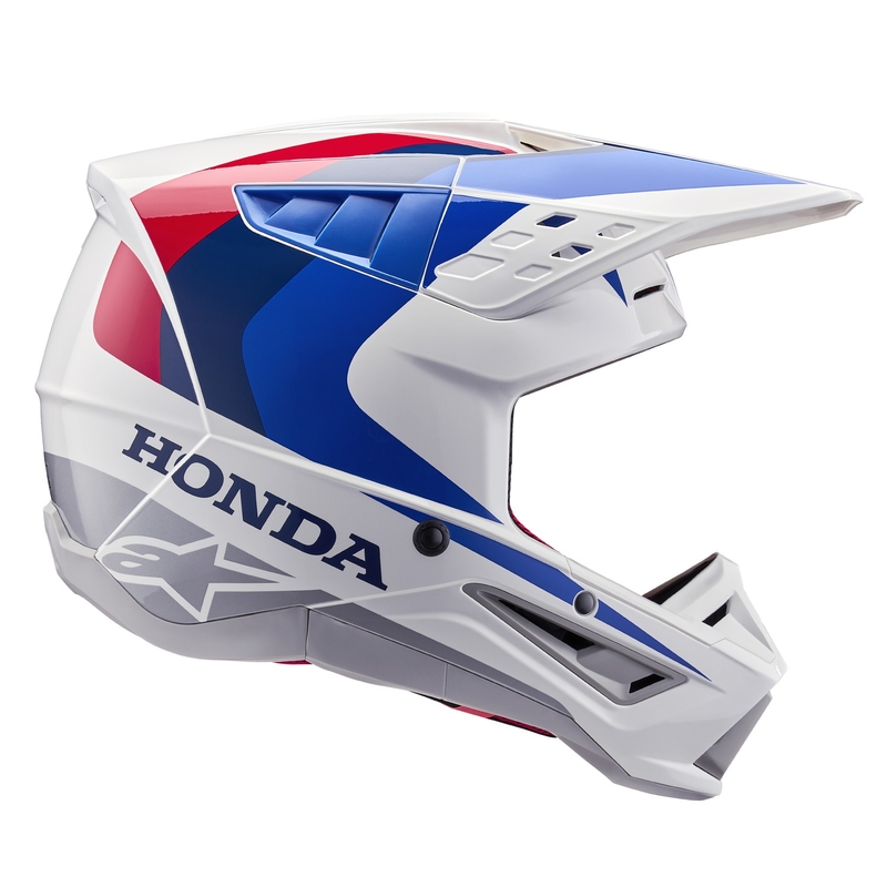Collection de casques de motocross Alpinestars S-M5 Honda blanc-bleu-rouge