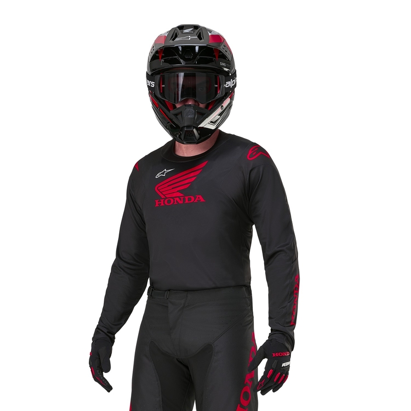 Maillot de motocross Alpinestars Racer Iconic Honda Collection Noir-Rouge