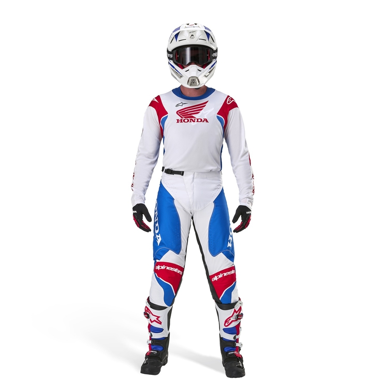 Maillot de motocross Alpinestars Racer Iconic Honda collection blanc-bleu-rouge-noir