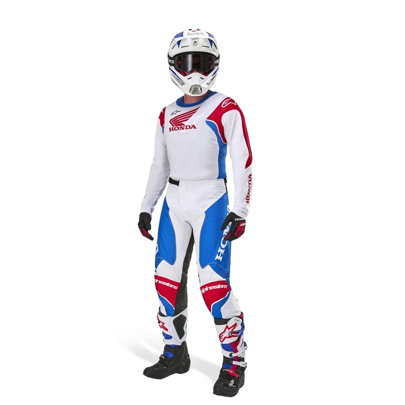 Maillot de motocross Alpinestars Racer Iconic Honda collection blanc-bleu-rouge-noir