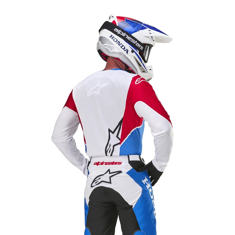 Maillot de motocross Alpinestars Racer Iconic Honda collection blanc-bleu-rouge-noir