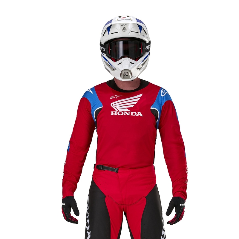 Maillot de motocross Alpinestars Racer Iconic Honda Collection Rouge-Noir-Bleu-Blanc