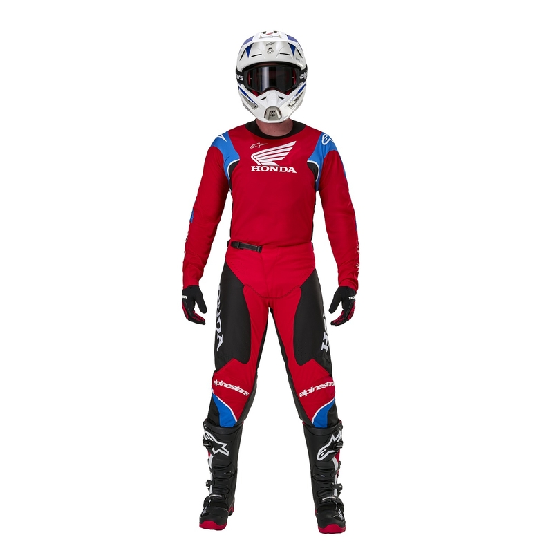 Maillot de motocross Alpinestars Racer Iconic Honda Collection Rouge-Noir-Bleu-Blanc