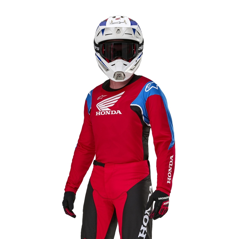 Maillot de motocross Alpinestars Racer Iconic Honda Collection Rouge-Noir-Bleu-Blanc
