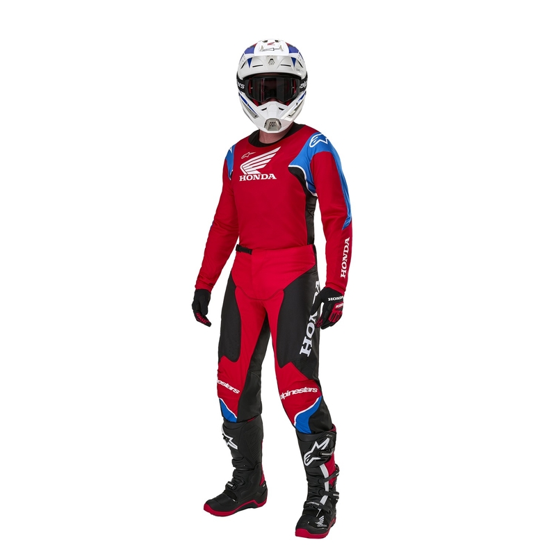 Maillot de motocross Alpinestars Racer Iconic Honda Collection Rouge-Noir-Bleu-Blanc