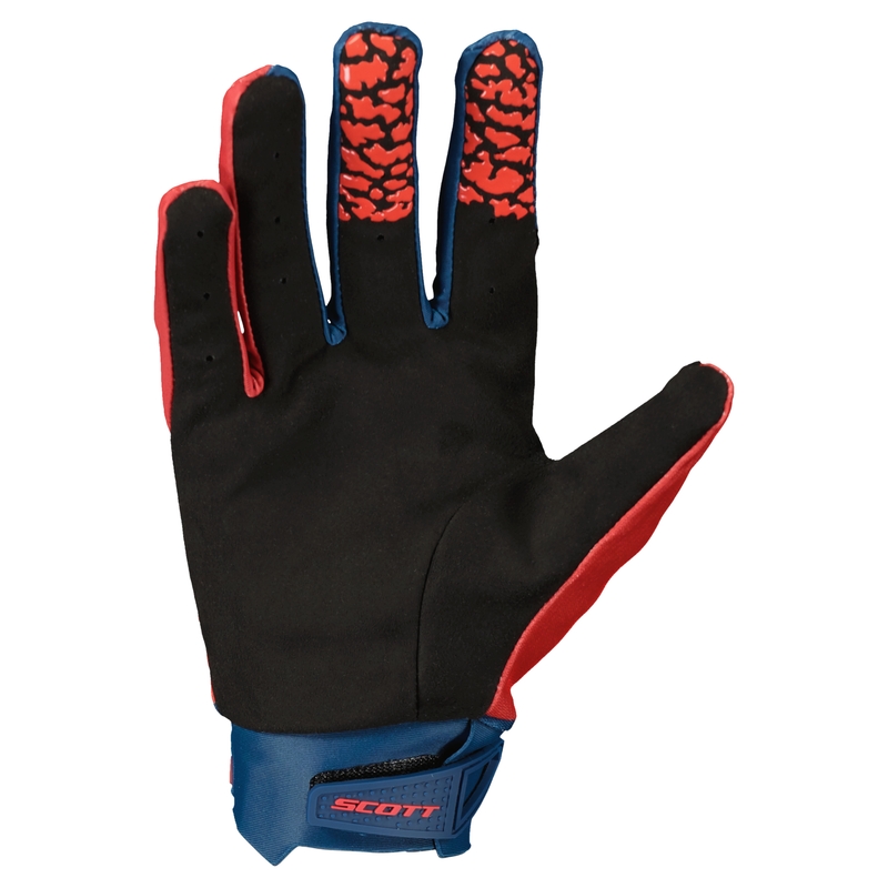 Gants de motocross SCOTT EVO TRACK bleu-néon rouge