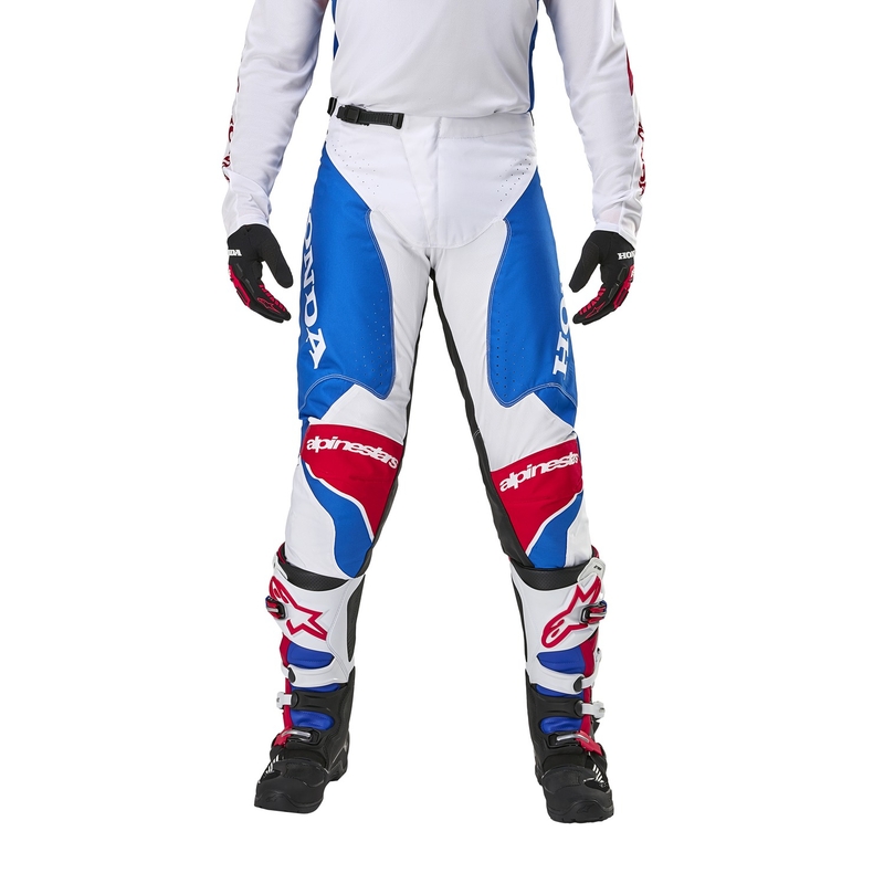 Pantalon de motocross Alpinestars Racer Iconic Honda collection blanc-bleu-rouge-noir