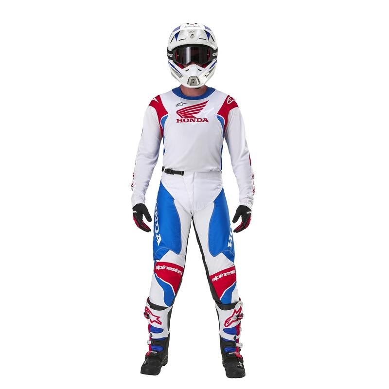 Pantalon de motocross Alpinestars Racer Iconic Honda collection blanc-bleu-rouge-noir