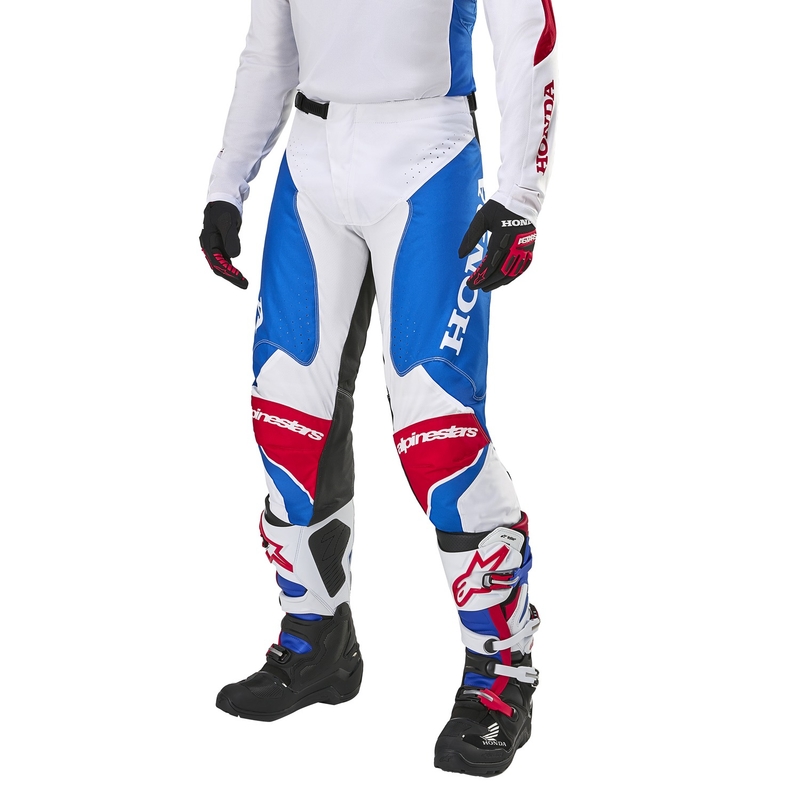 Pantalon de motocross Alpinestars Racer Iconic Honda collection blanc-bleu-rouge-noir