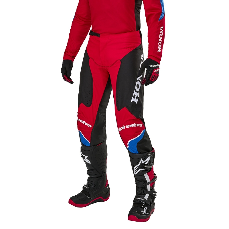 Pantalons de motocross Alpinestars Racer Iconic Honda, collection rouge-noir-bleu-blanc