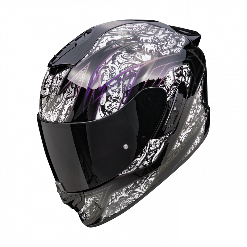 Casque moto intégral Scorpion EXO-1400 EVO II Air Fantasy noir et blanc soldes