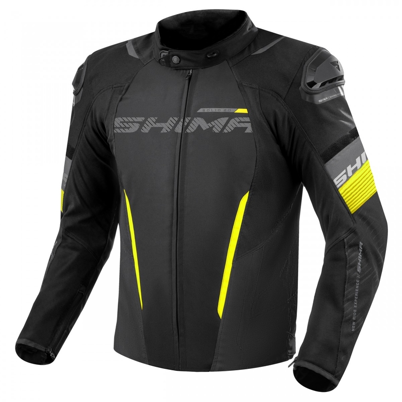 Veste moto Shima Solid 2.0 noir-jaune fluo