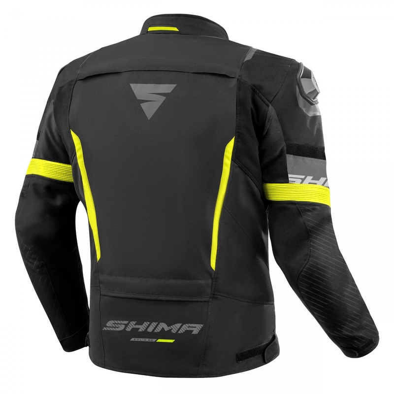 Veste moto Shima Solid 2.0 noir-jaune fluo