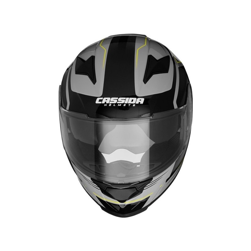Přilba na motorku Cassida Apex Fusion šedo-černo-fluo žlutá výprodej