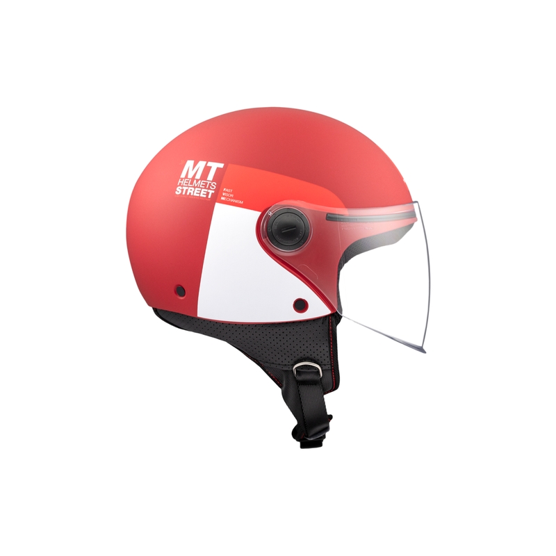 Casque moto ouvert MT STREET INBOARD C5 rouge mat et blanc