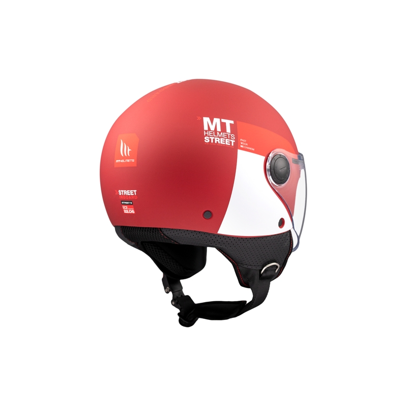 Casque moto ouvert MT STREET INBOARD C5 rouge mat et blanc