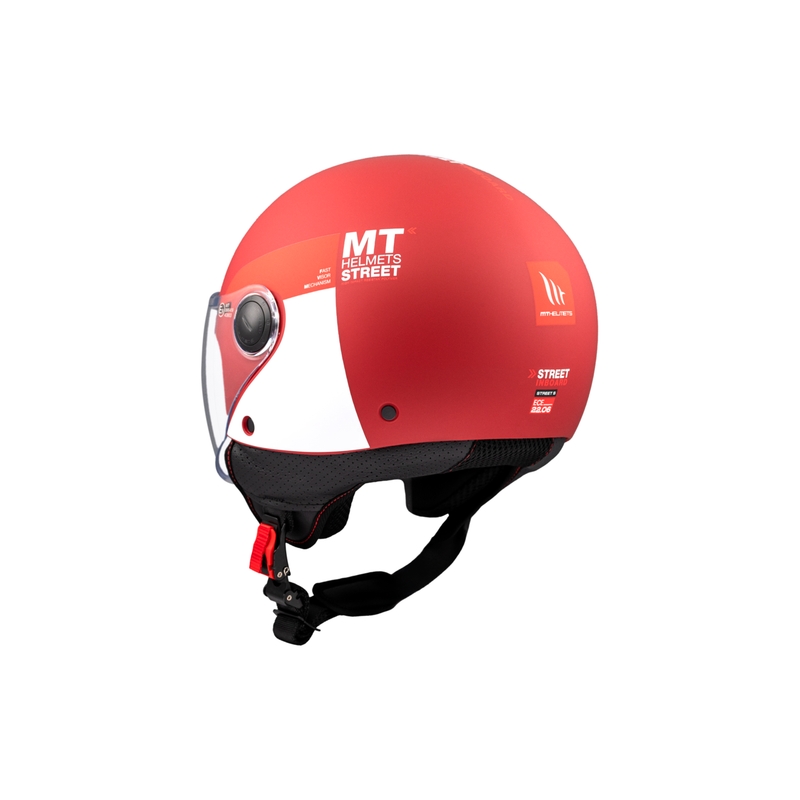 Casque moto ouvert MT STREET INBOARD C5 rouge mat et blanc