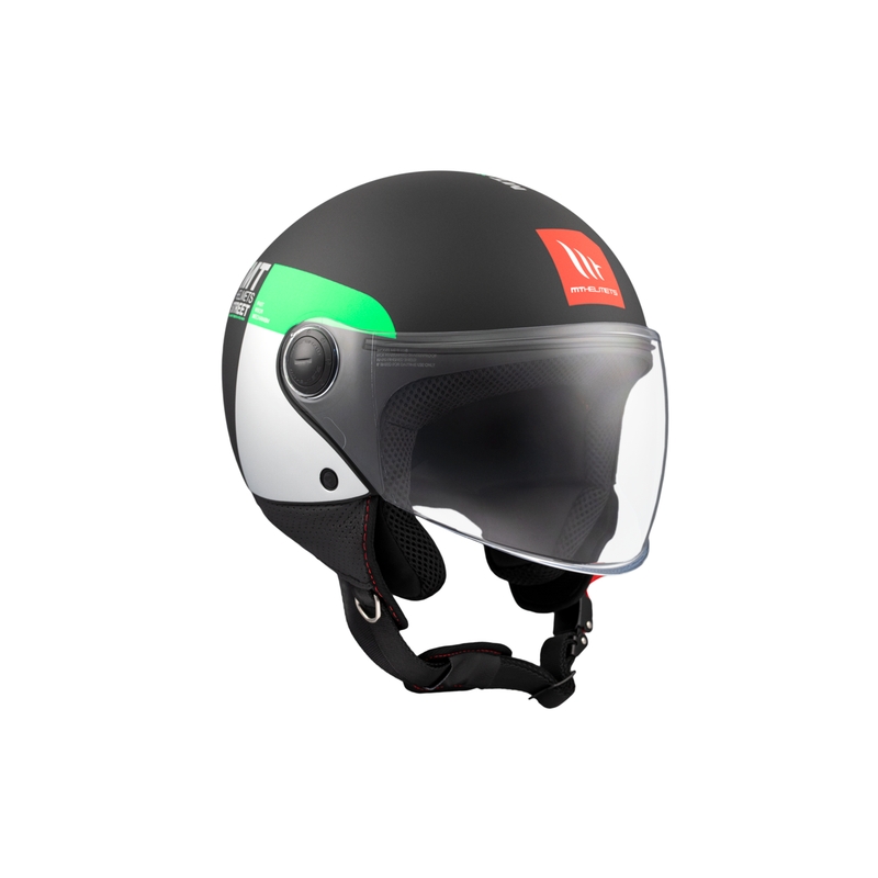 Casque moto ouvert MT STREET INBOARD D6 noir-vert mat