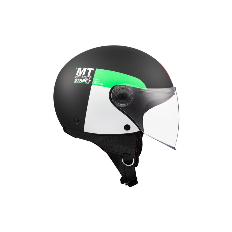 Casque moto ouvert MT STREET INBOARD D6 noir-vert mat