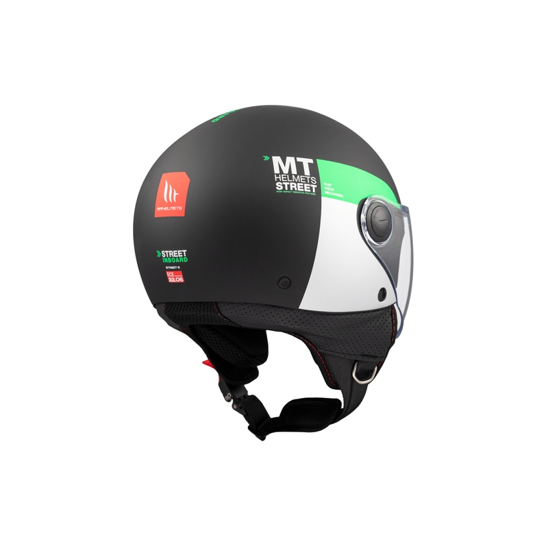 Casque moto ouvert MT STREET INBOARD D6 noir-vert mat
