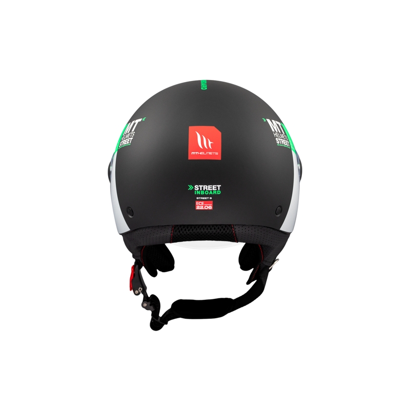 Casque moto ouvert MT STREET INBOARD D6 noir-vert mat