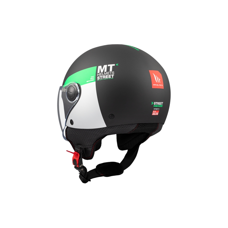 Casque moto ouvert MT STREET INBOARD D6 noir-vert mat