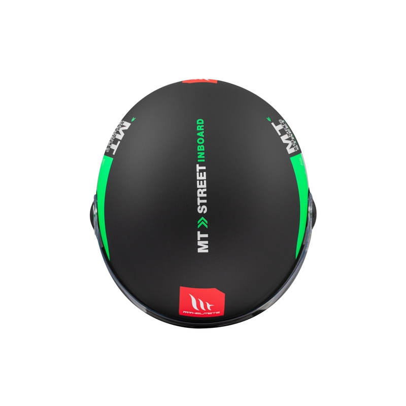 Casque moto ouvert MT STREET INBOARD D6 noir-vert mat