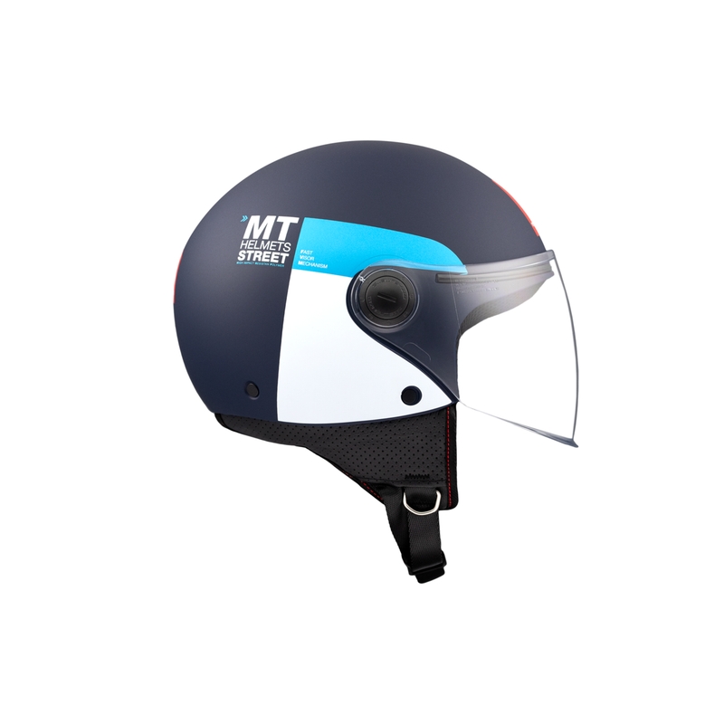 Casque moto ouvert MT STREET INBOARD C7 bleu mat-blanc