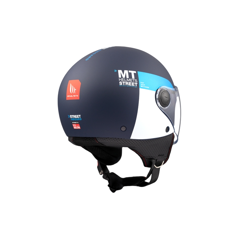 Casque moto ouvert MT STREET INBOARD C7 bleu mat-blanc