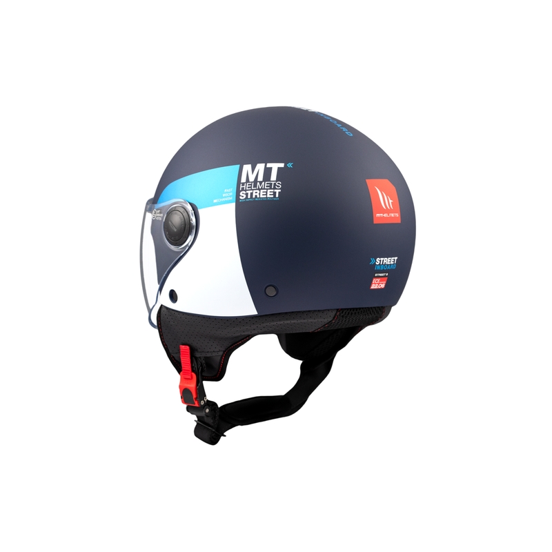 Casque moto ouvert MT STREET INBOARD C7 bleu mat-blanc