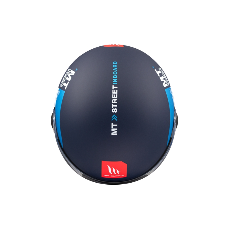 Casque moto ouvert MT STREET INBOARD C7 bleu mat-blanc