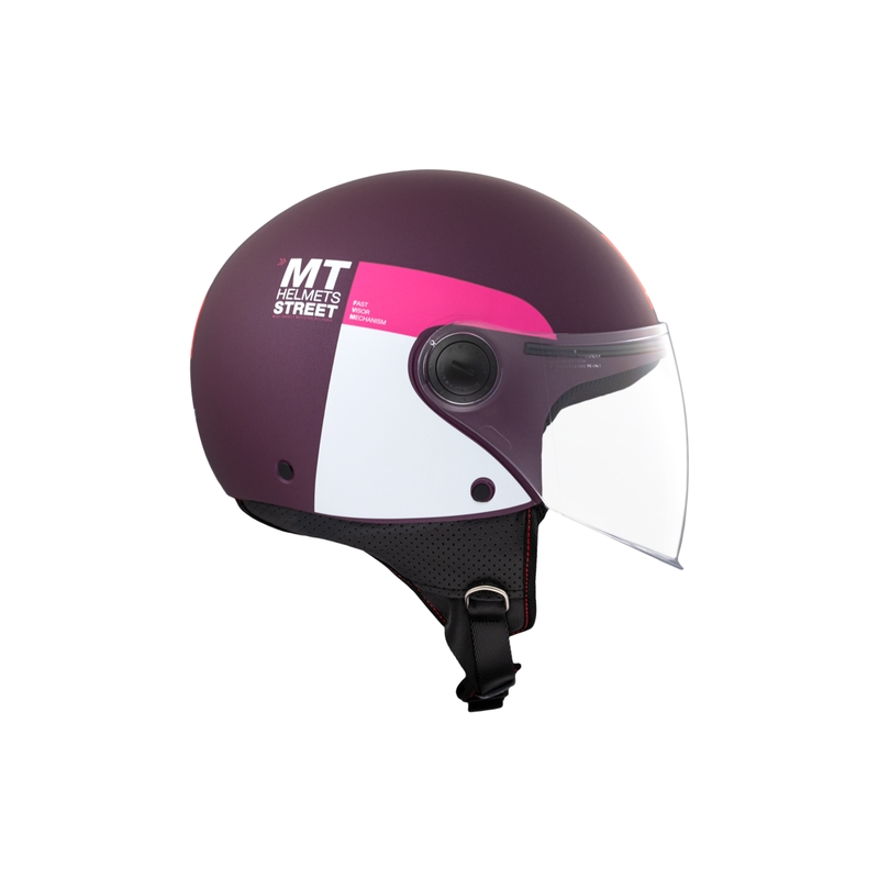 Casque moto ouvert MT STREET INBOARD C8 mat violet-rose