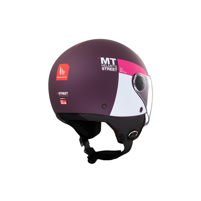 Casque moto ouvert MT STREET INBOARD C8 mat violet-rose
