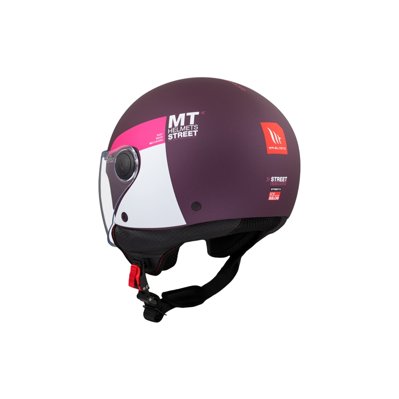 Casque moto ouvert MT STREET INBOARD C8 mat violet-rose
