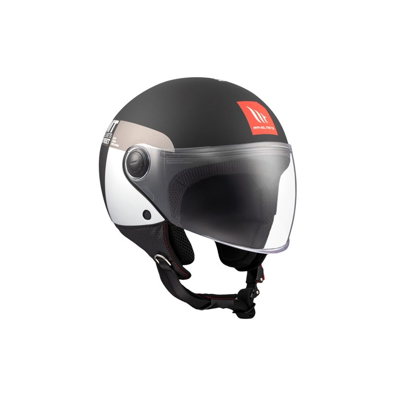 Casque moto jet MT STREET INBOARD D2 noir mat-argent