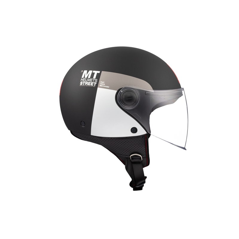 Casque moto jet MT STREET INBOARD D2 noir mat-argent