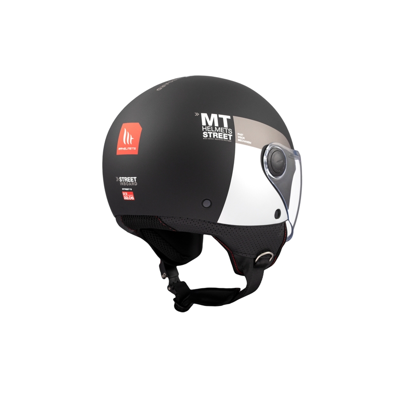 Casque moto jet MT STREET INBOARD D2 noir mat-argent